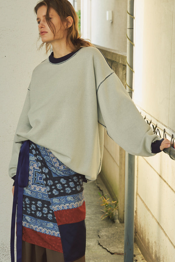 Sweat-Like Reversible Knit Pullover