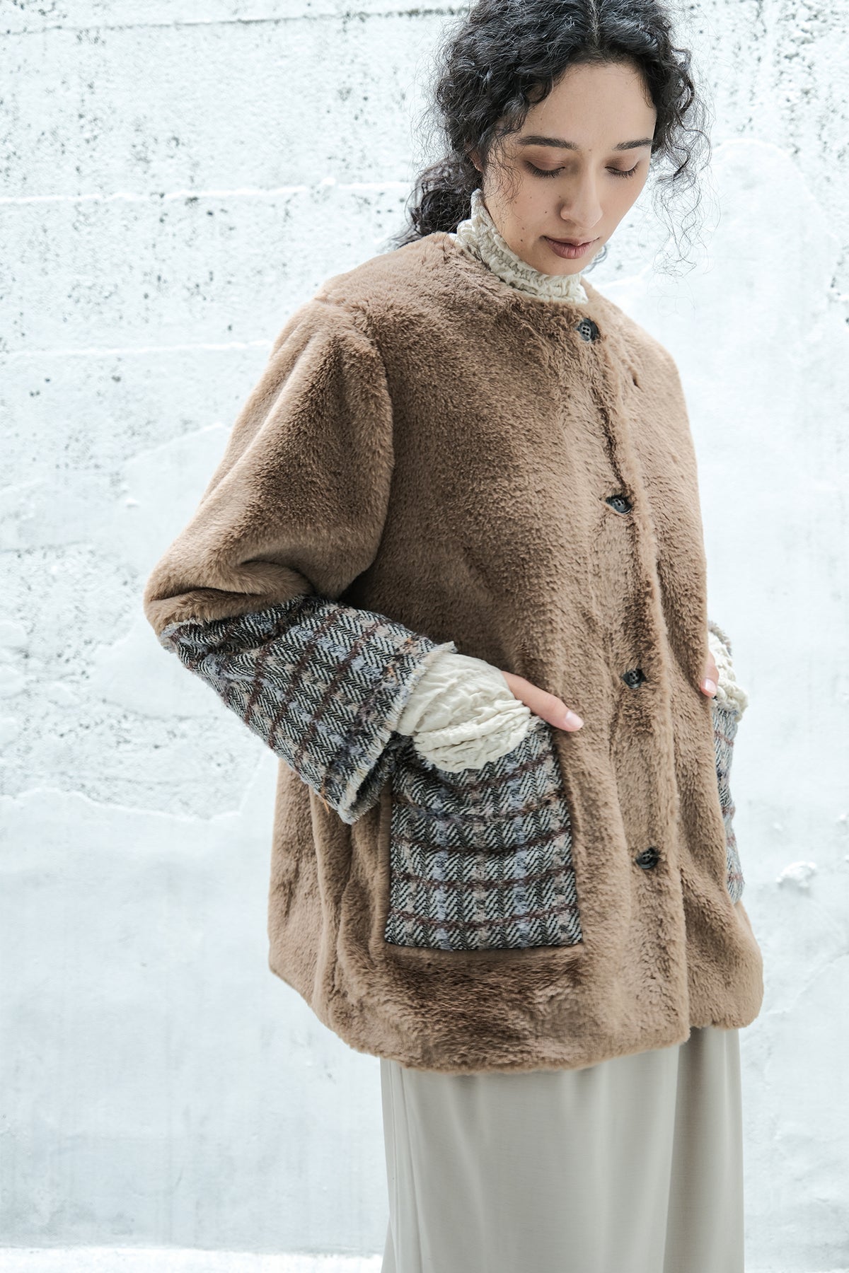 Faux Fur Paneled Jacket