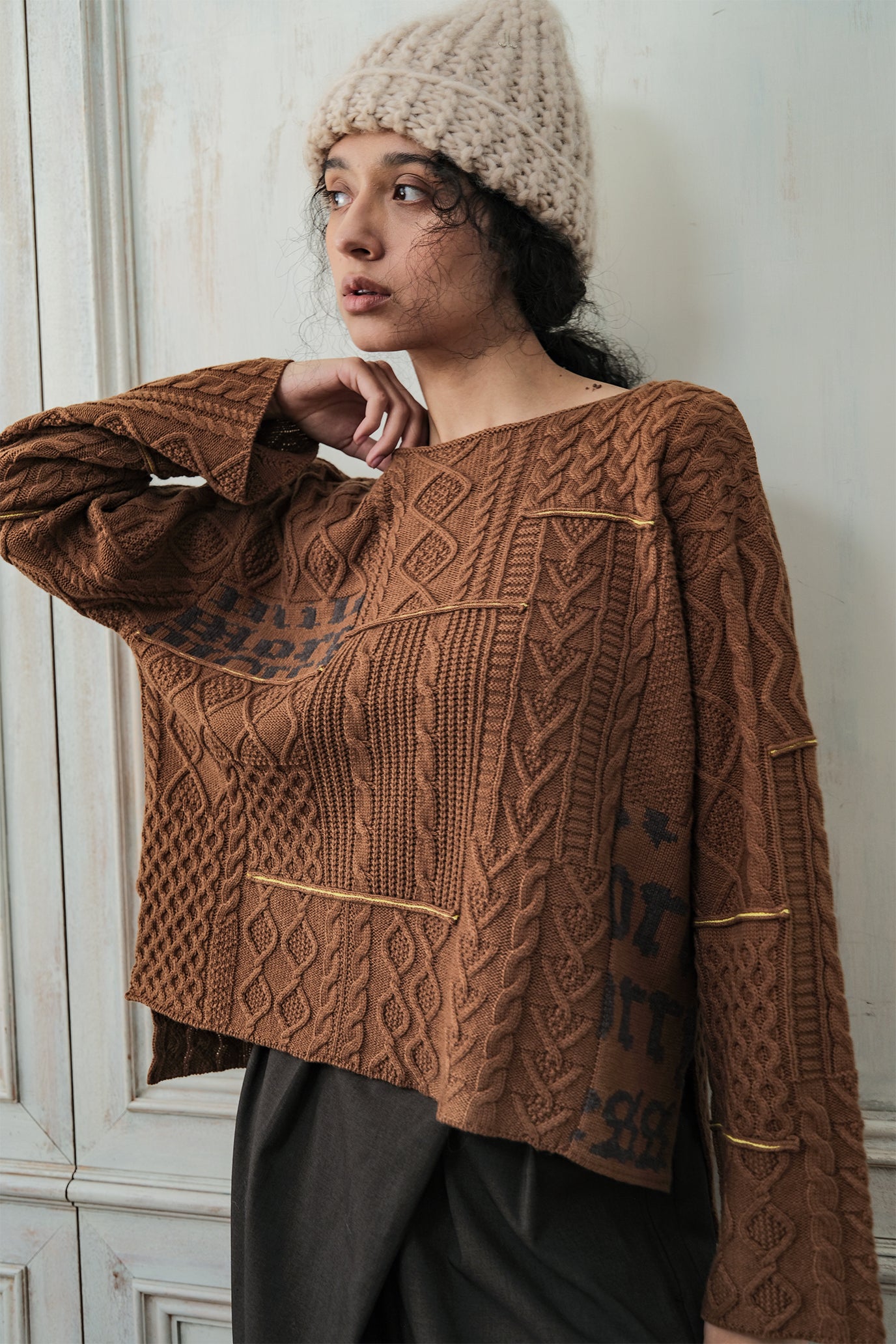 Cable Patchwork Pullover