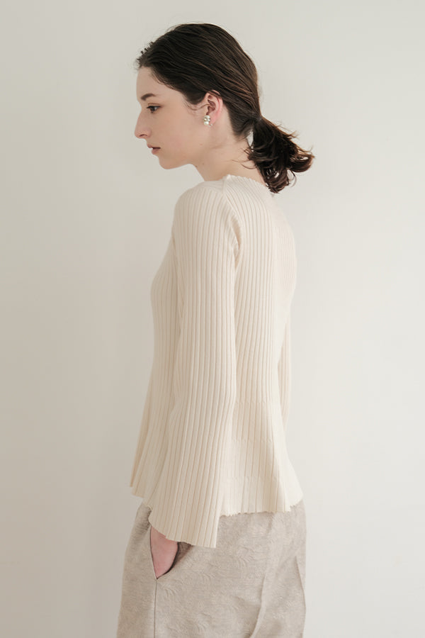Flared Drape Rib Pullover