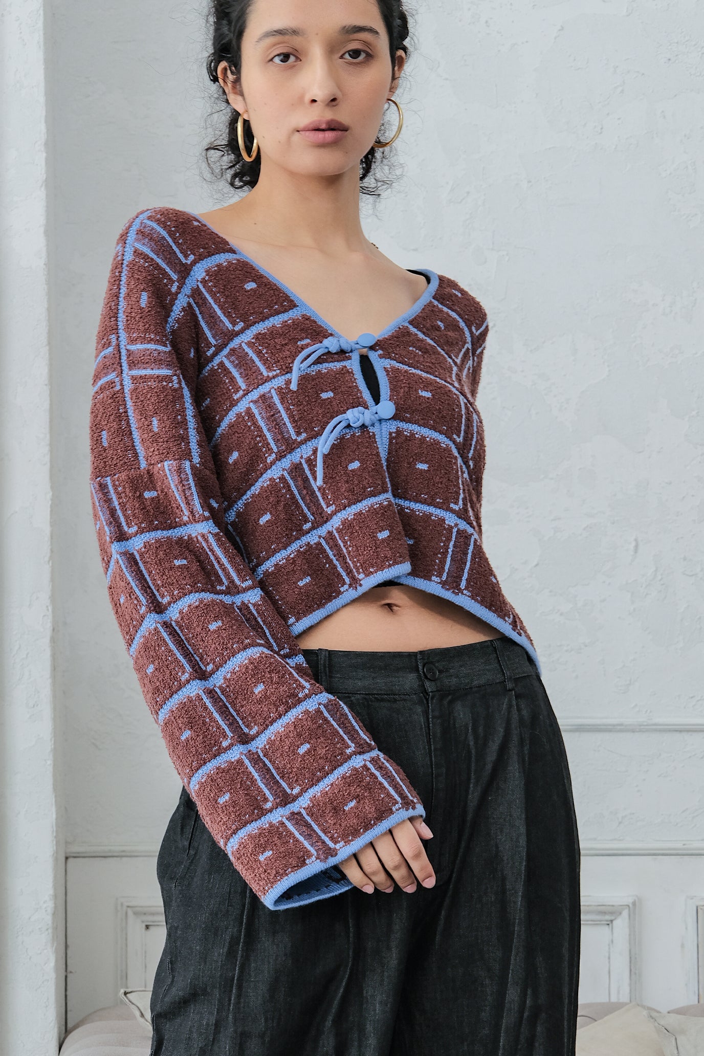 Reversible Geometric Drop Cardigan