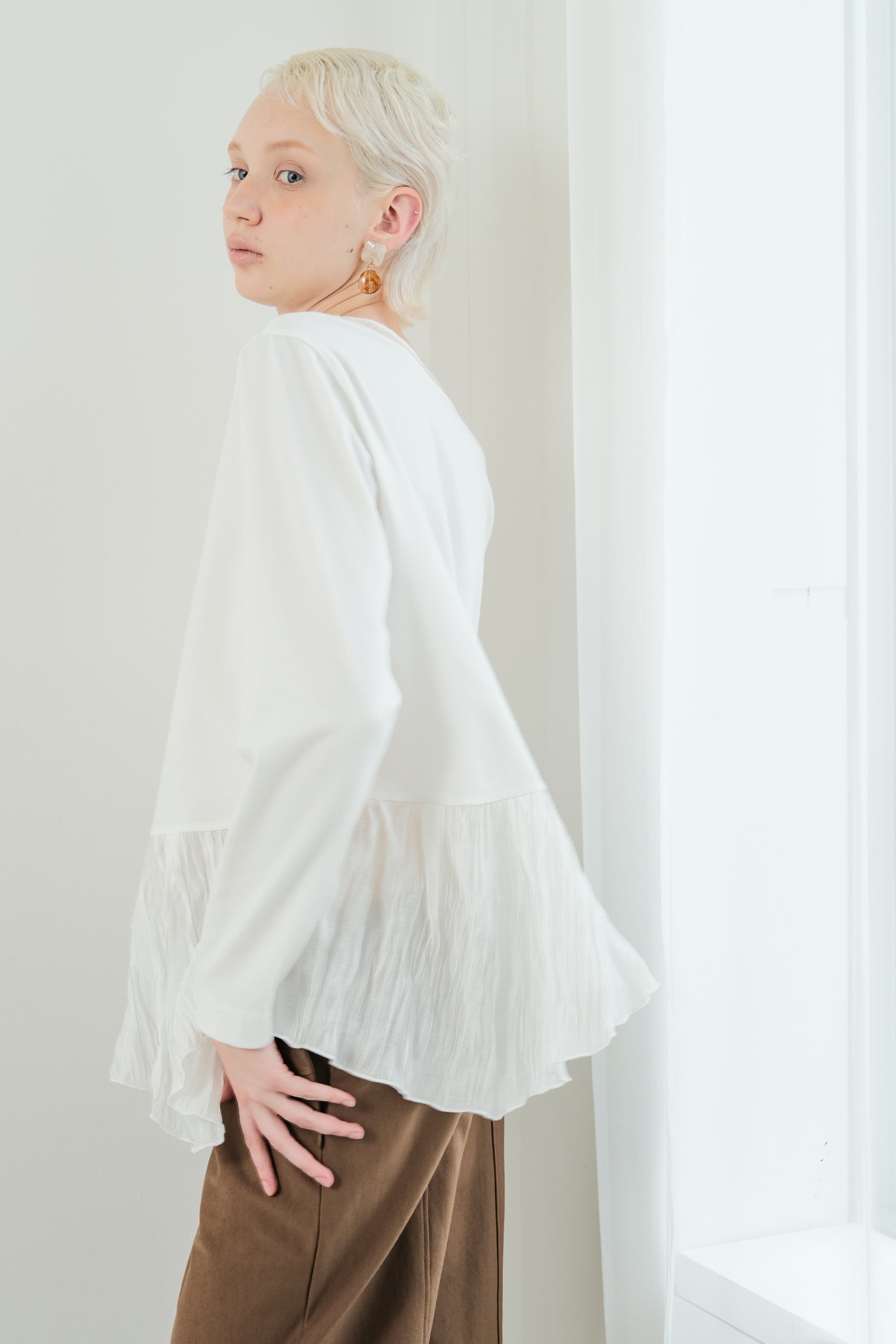 Tulle & Washed Peplum Pullover