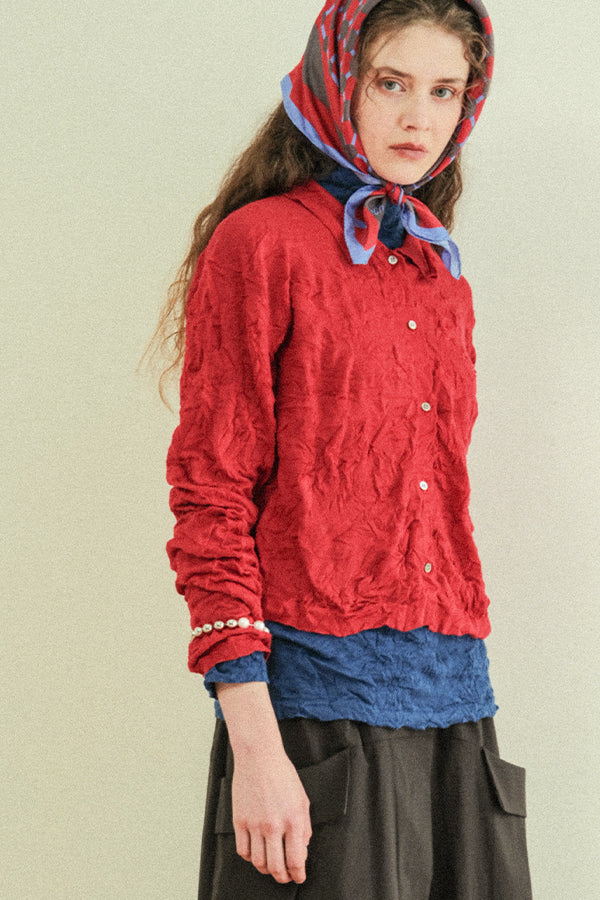 Crinkled Long Sleeve Cardigan