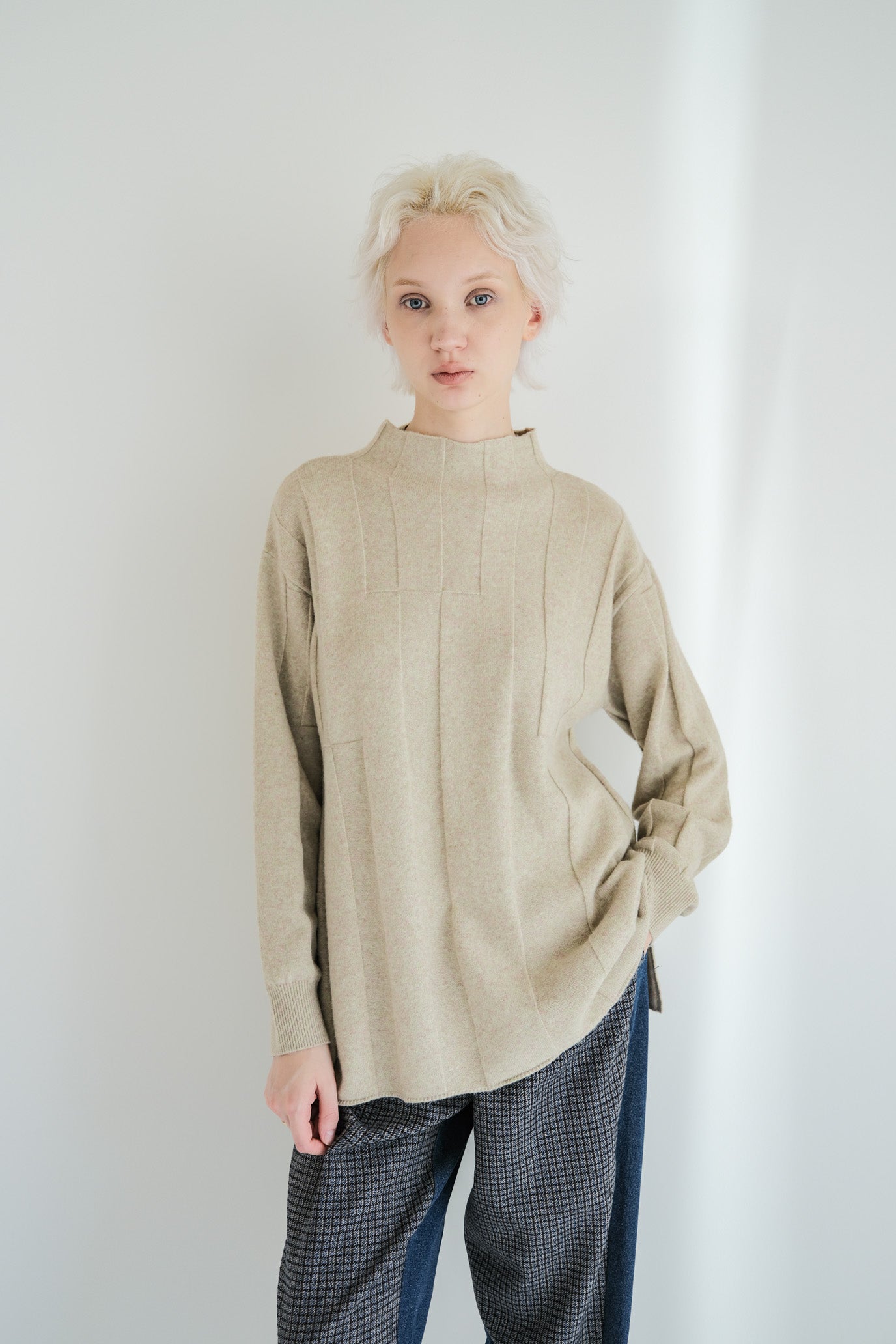 Jersey Reversible Block High Neck Pullover