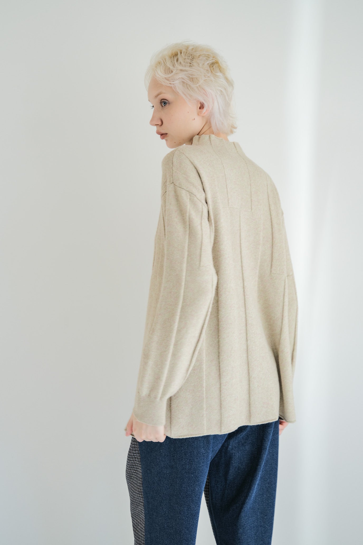 Jersey Reversible Block High Neck Pullover
