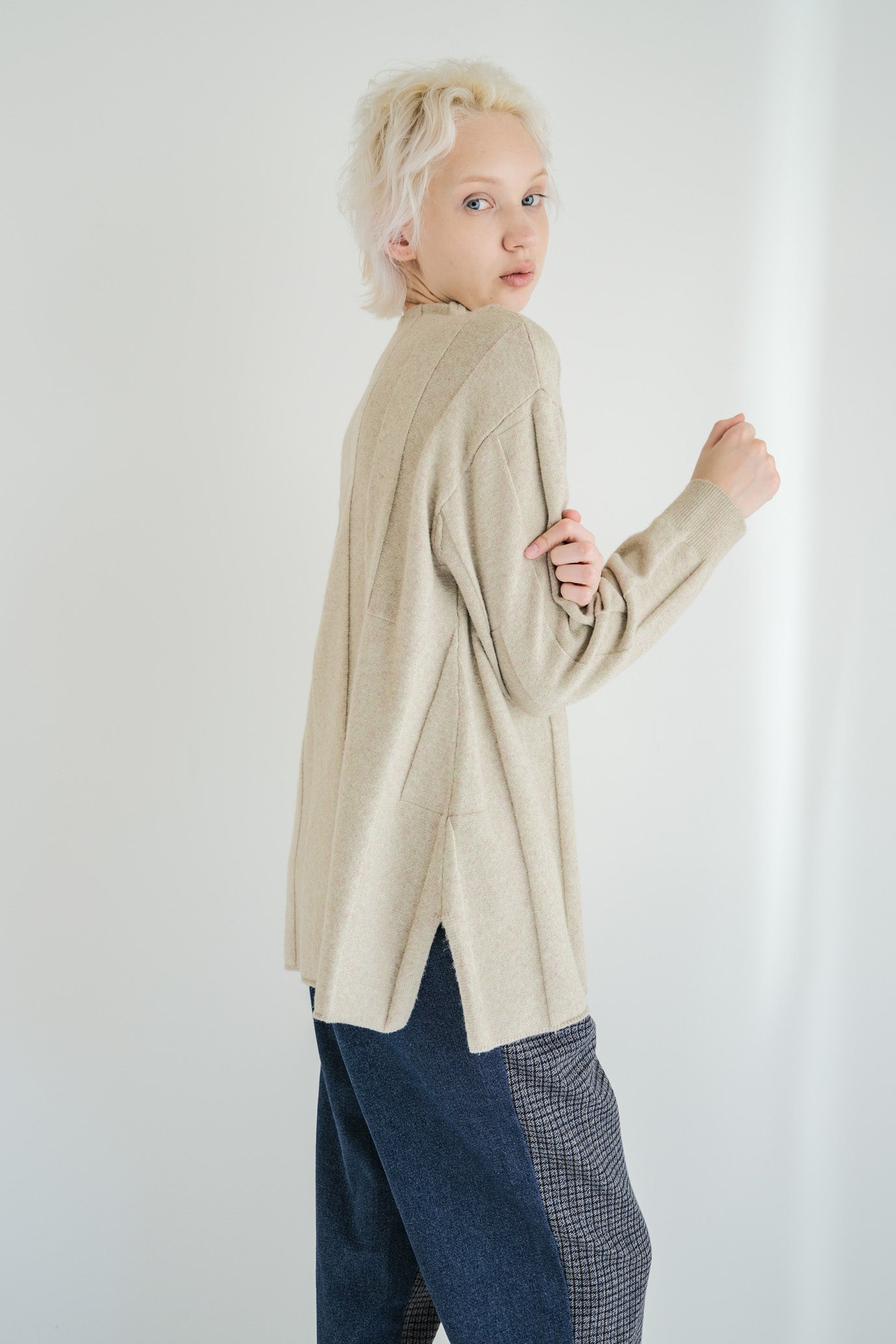 Jersey Reversible Block High Neck Pullover