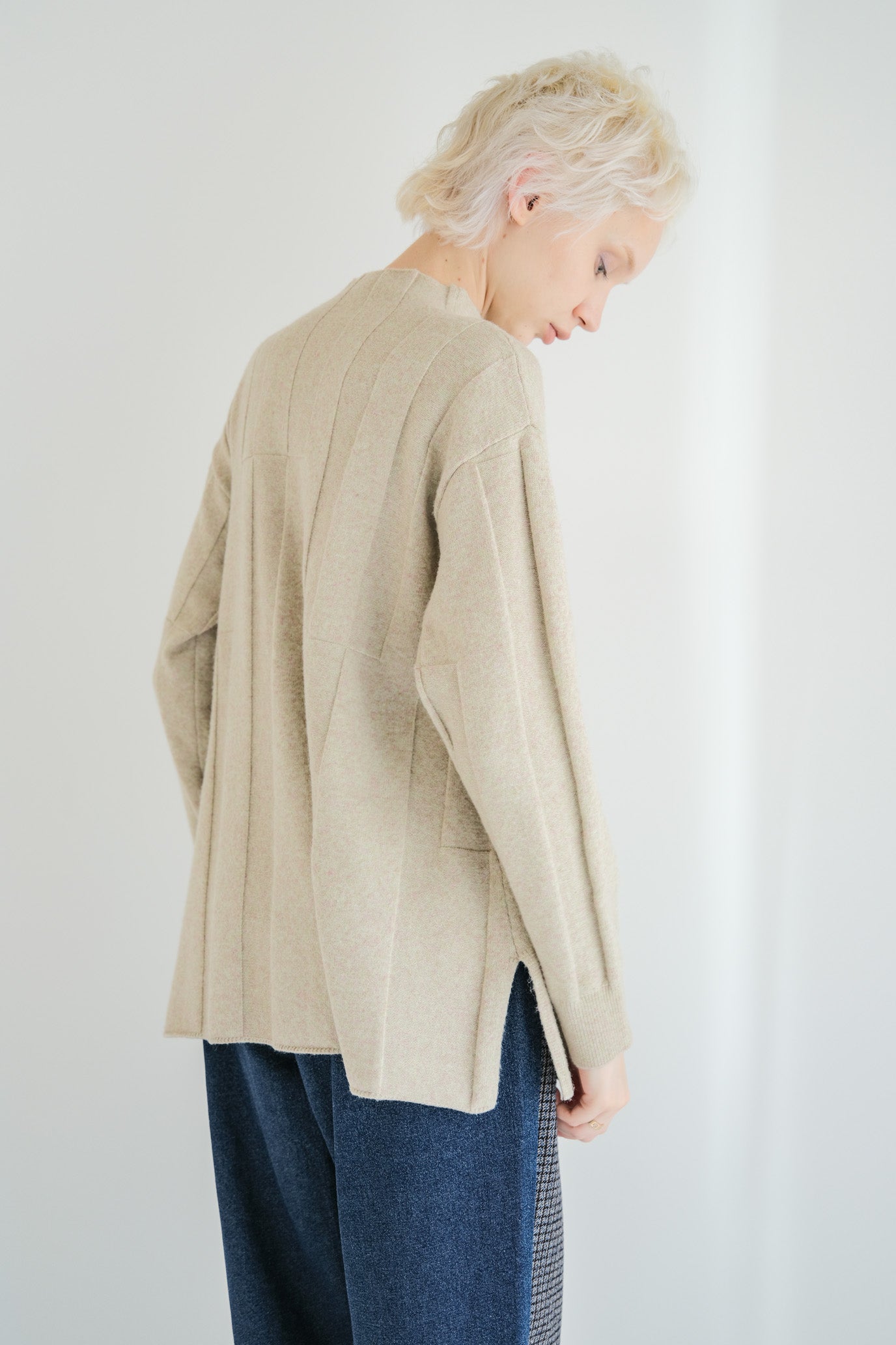Jersey Reversible Block High Neck Pullover