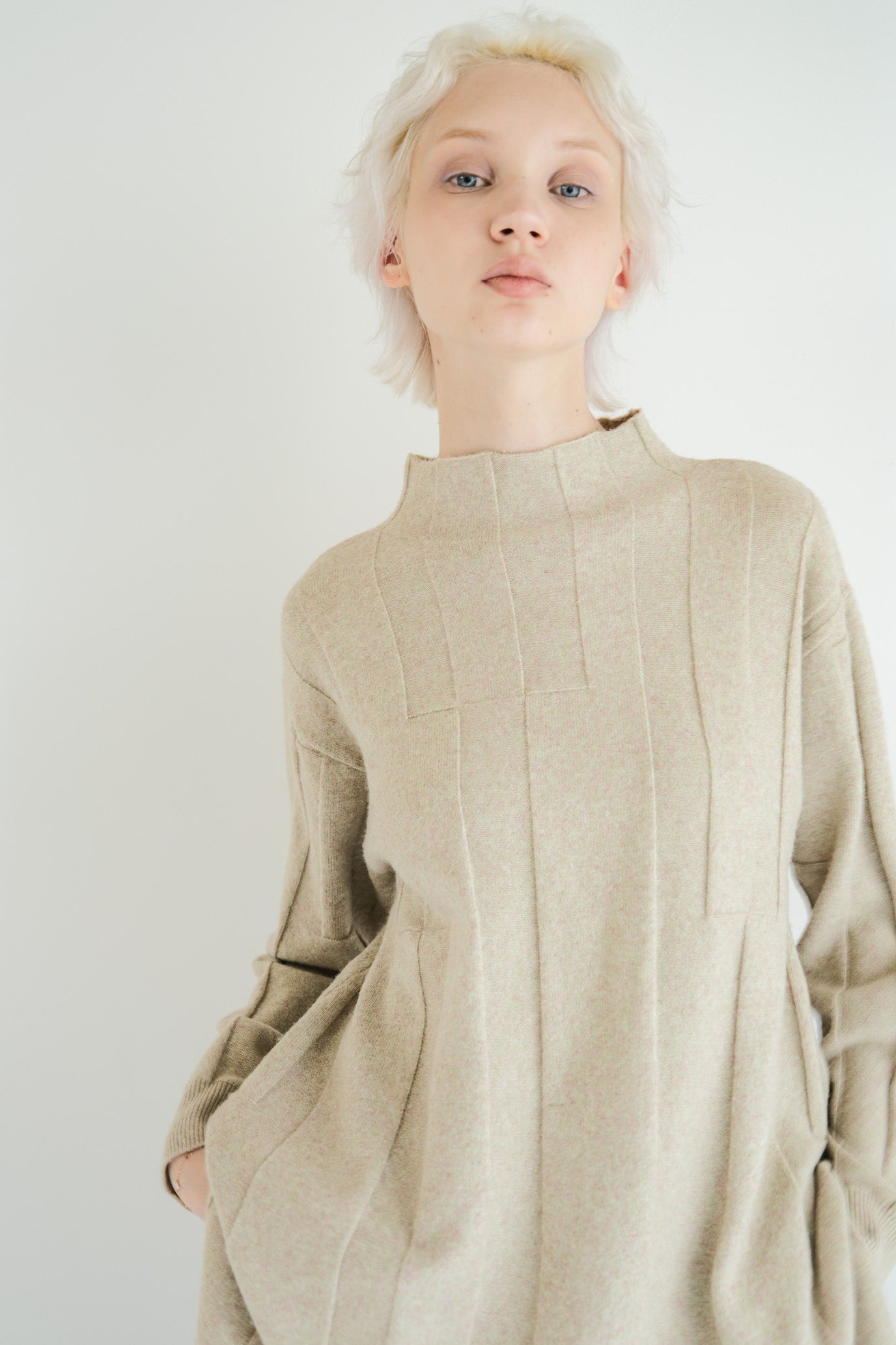 Jersey Reversible Block High Neck Pullover