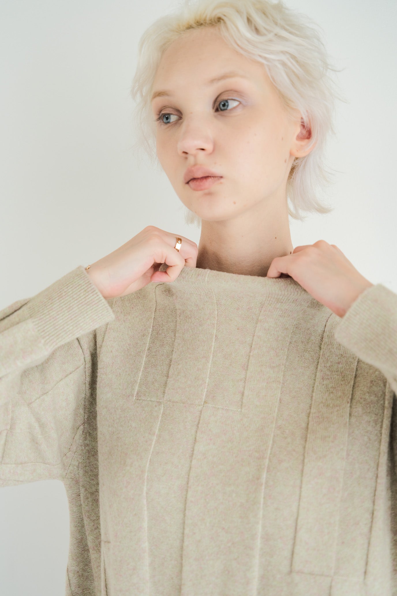 Jersey Reversible Block High Neck Pullover