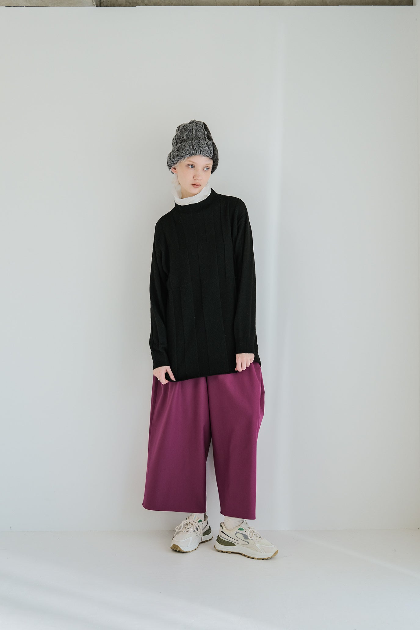 Jersey Reversible Block High Neck Pullover