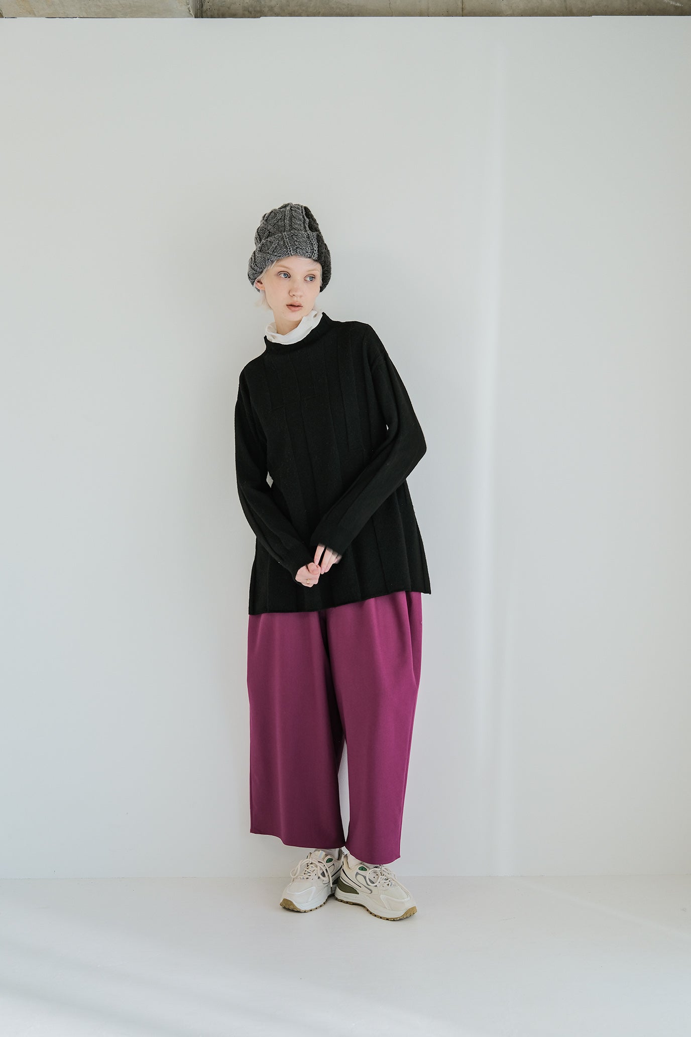 Jersey Reversible Block High Neck Pullover