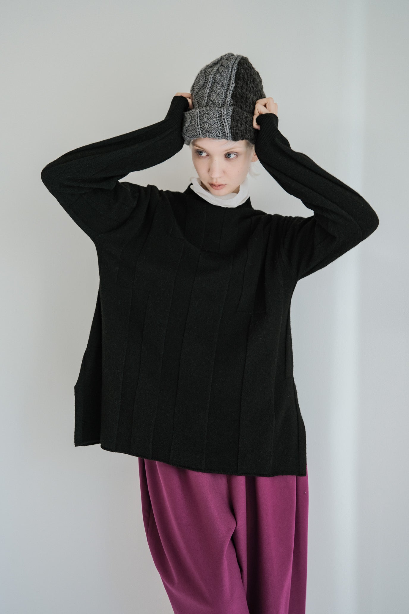 Jersey Reversible Block High Neck Pullover