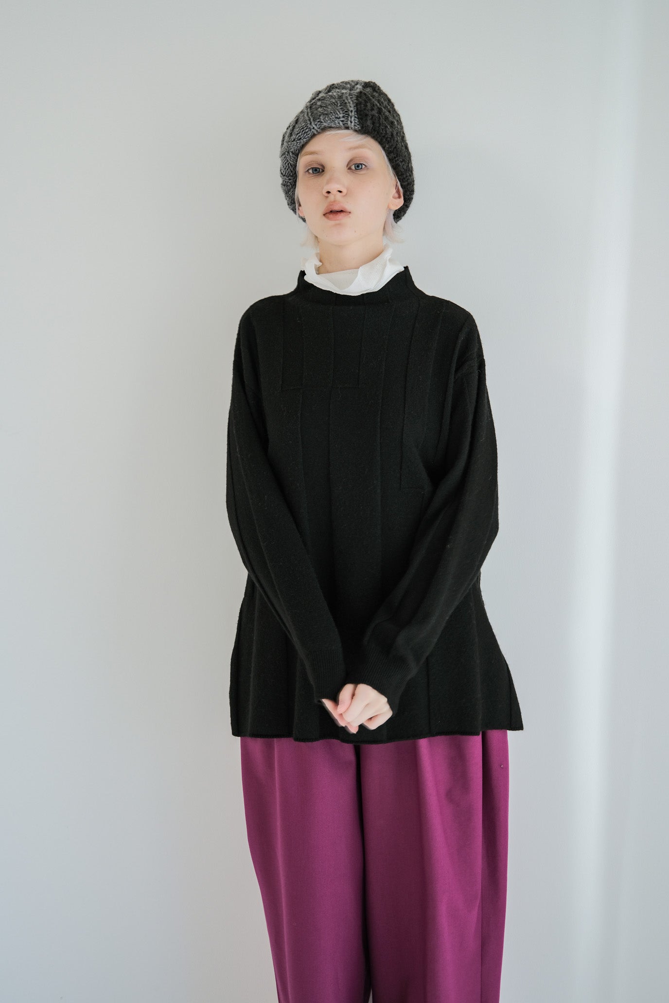 Jersey Reversible Block High Neck Pullover
