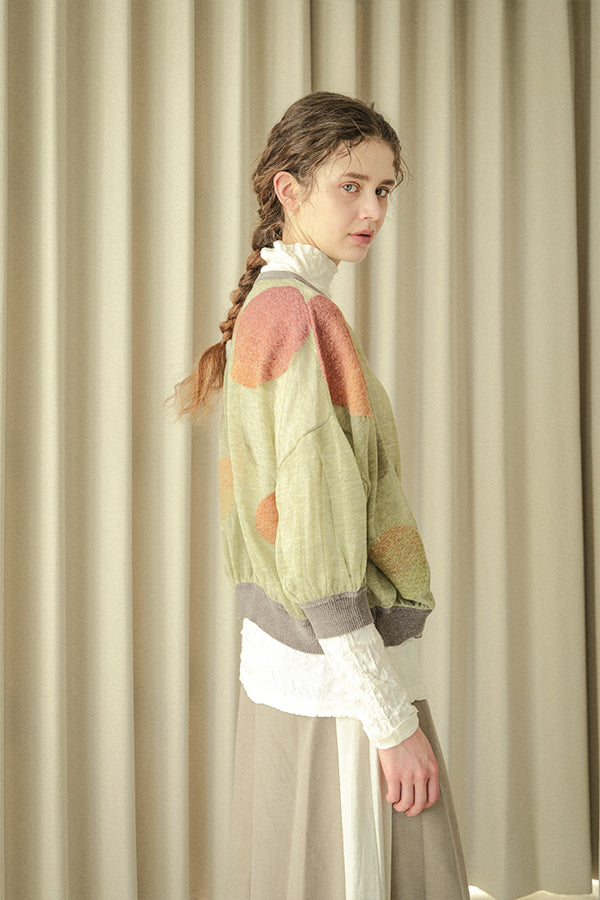 Sheer Circle Gather Cardigan