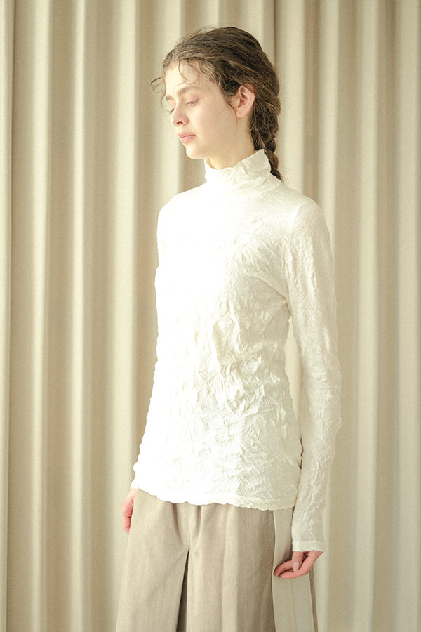 Wrinkle Plain High Neck Pullover