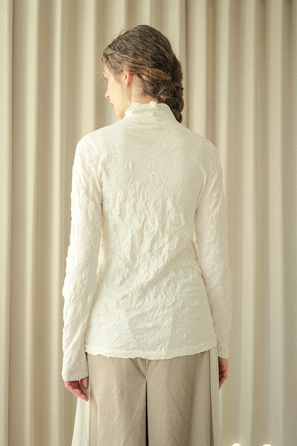 Wrinkle Plain High Neck Pullover