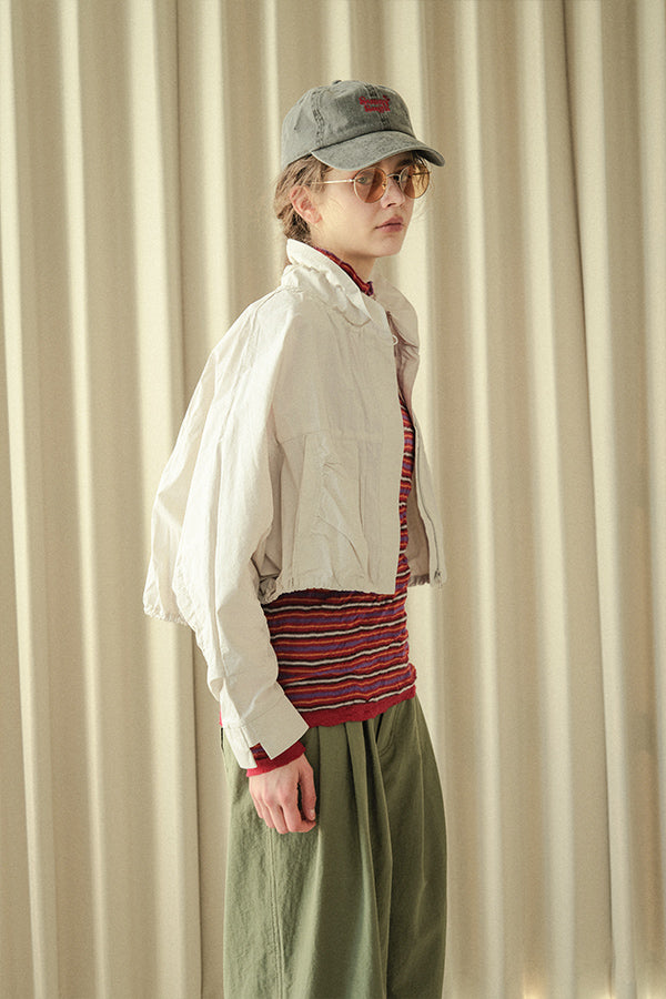 Shirred Collar Dolman Blouson