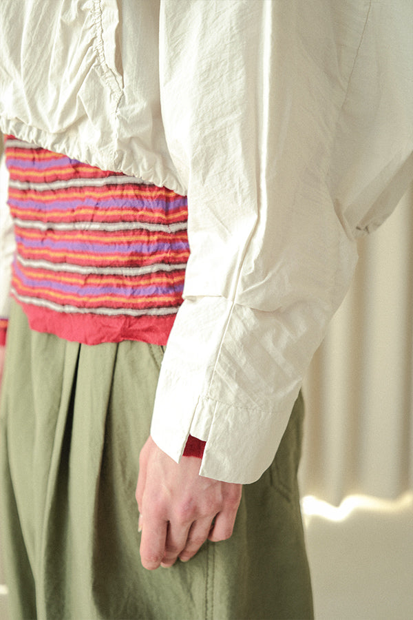 Shirred Collar Dolman Blouson