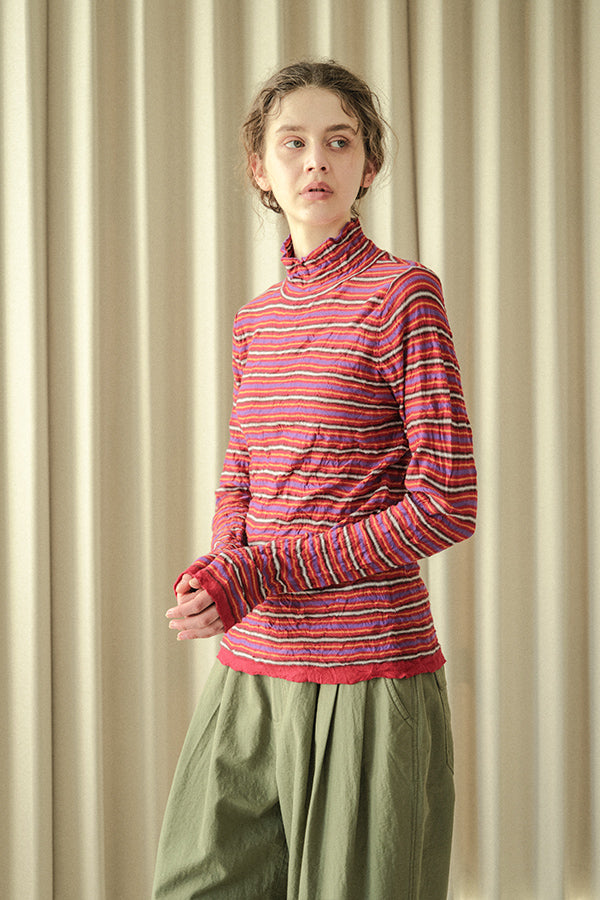 Crinkled Stripe Pullover