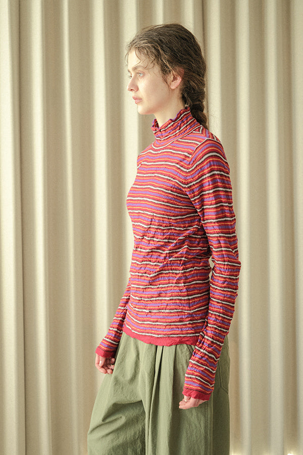 Crinkled Stripe Pullover