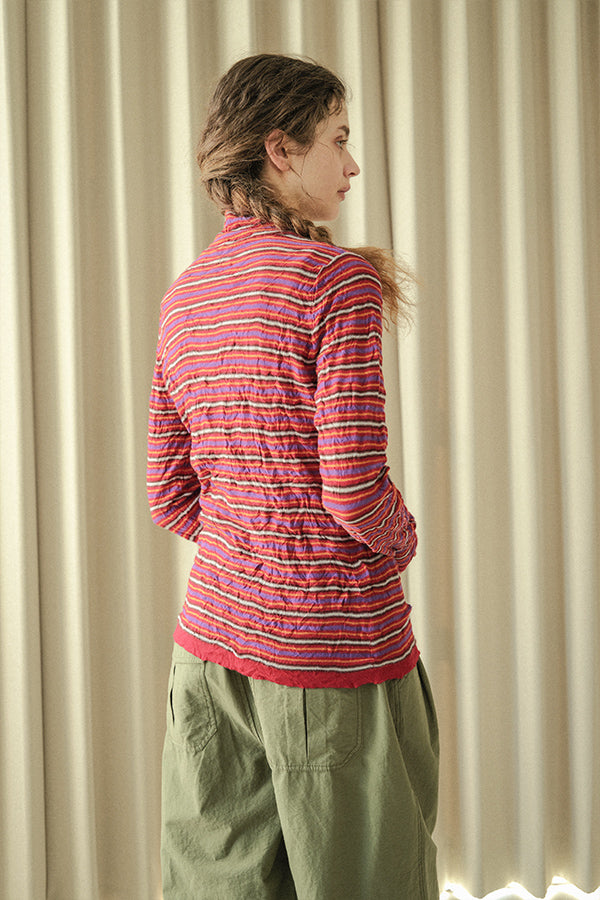 Crinkled Stripe Pullover