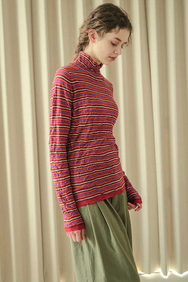 Crinkled Stripe Pullover