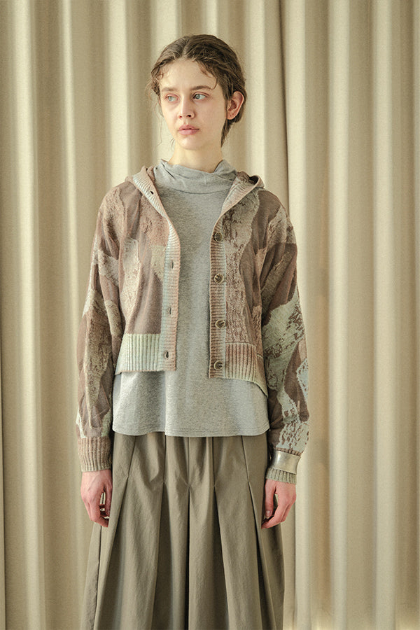Sheer Camouflage Hooded Cardigan