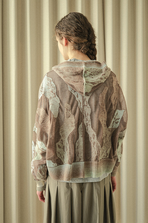 Sheer Camouflage Hooded Cardigan