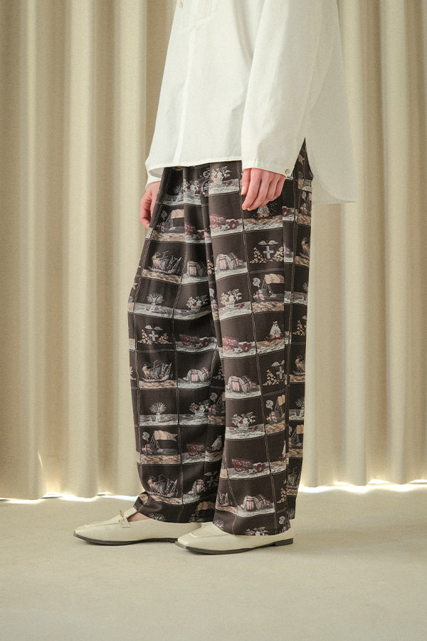 Vintage Scarf Print Trousers