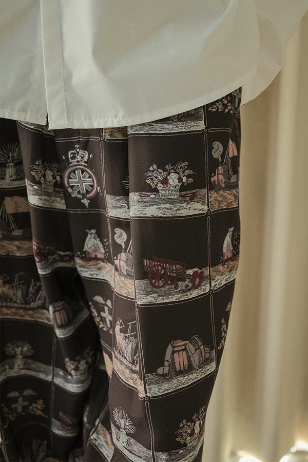 Vintage Scarf Print Trousers