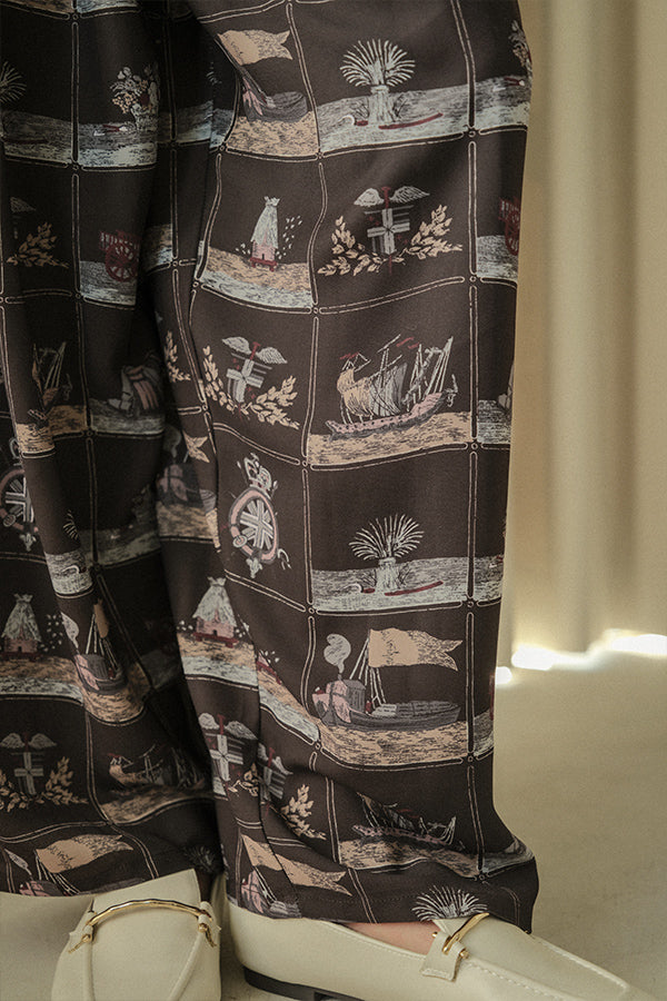 Vintage Scarf Print Trousers
