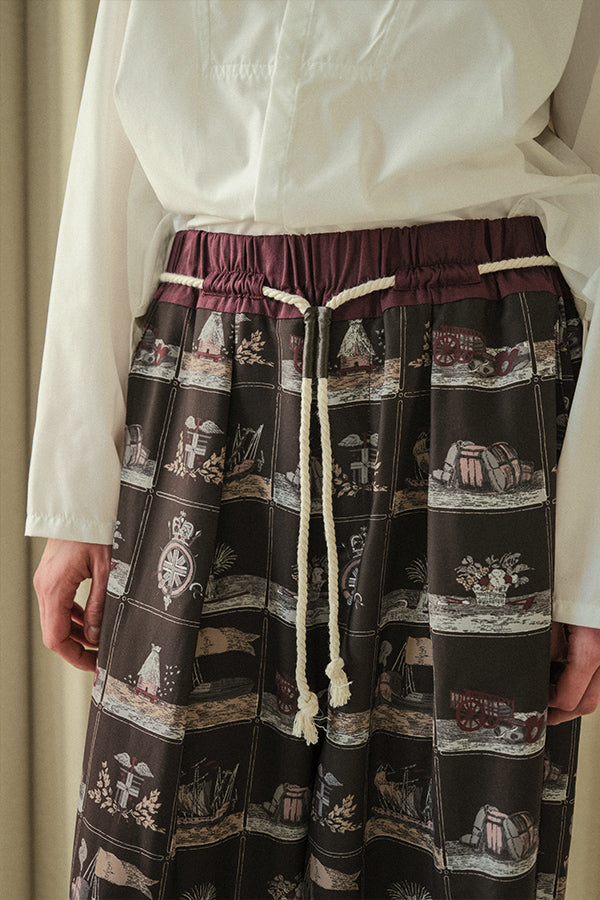 Vintage Scarf Print Trousers