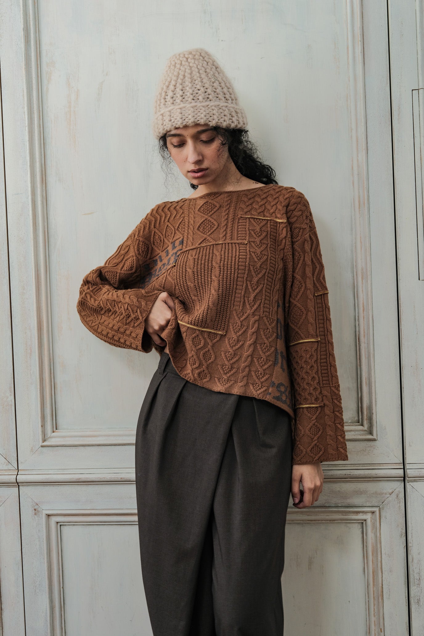 Cable Patchwork Pullover