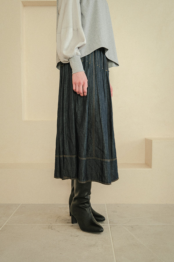 Denim Tuck Skirt