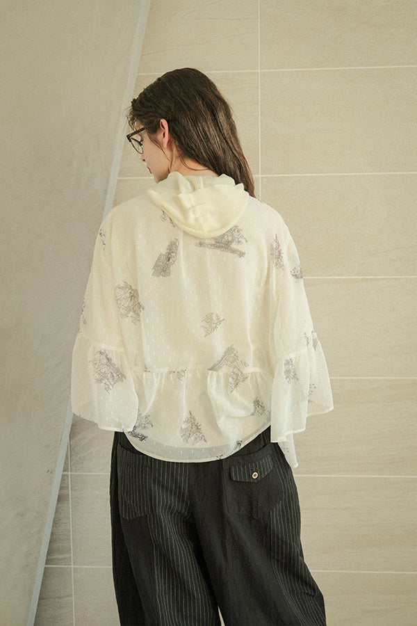 COCOCHI Rib Hooded Round Hem Pullover