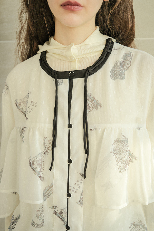 COCOCHI Rib Hooded Round Hem Pullover