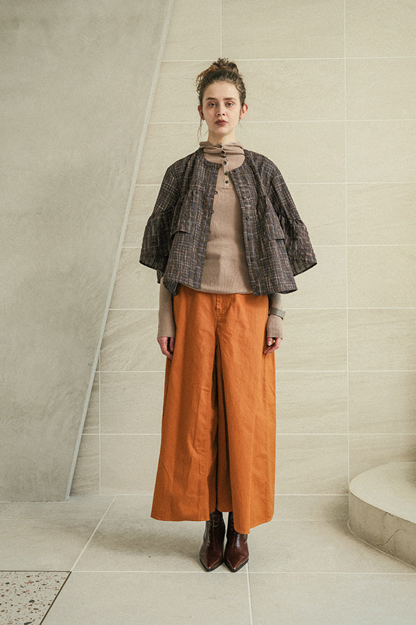 Voluminous Check Frill Blouse