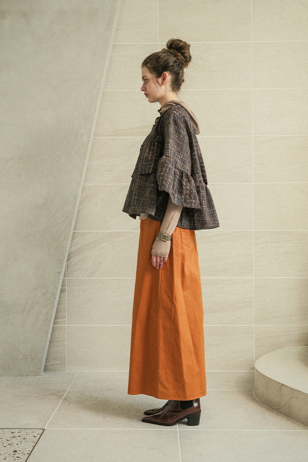 Voluminous Check Frill Blouse