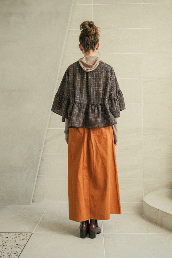 Voluminous Check Frill Blouse