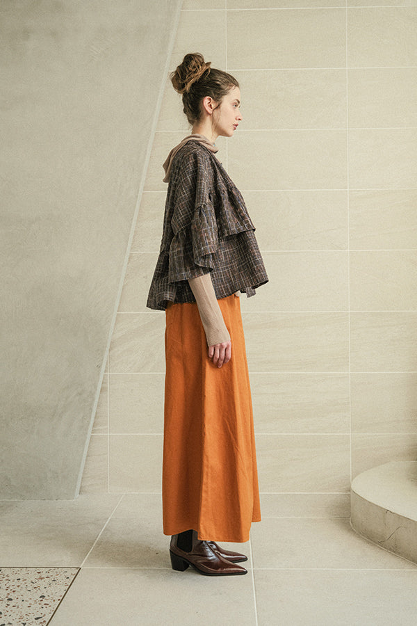 Voluminous Check Frill Blouse