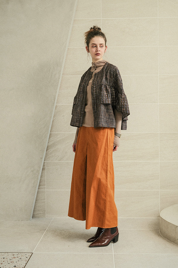 Voluminous Check Frill Blouse