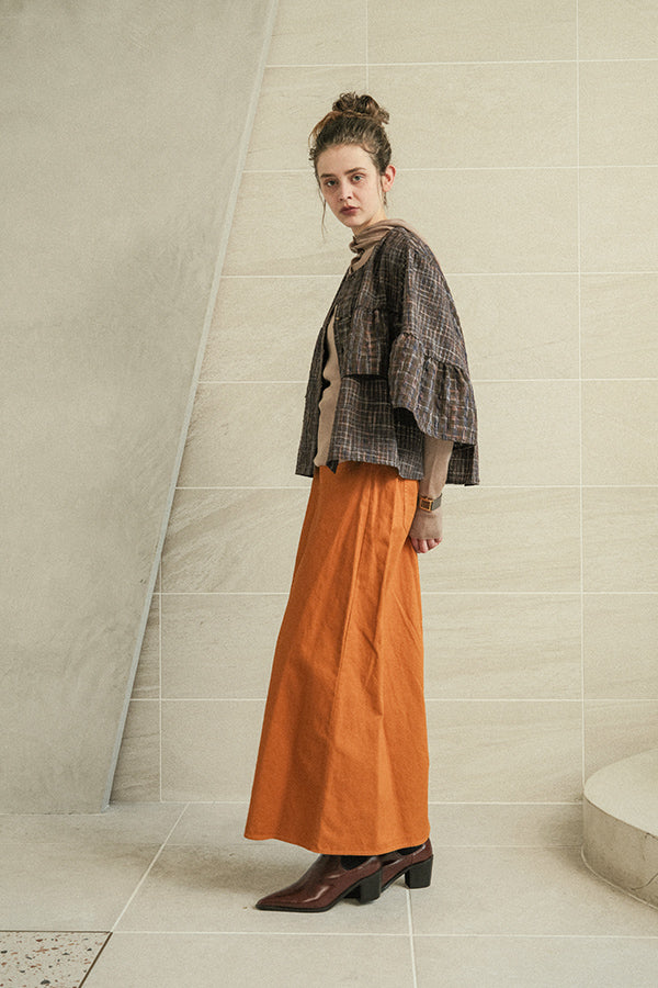 Voluminous Check Frill Blouse