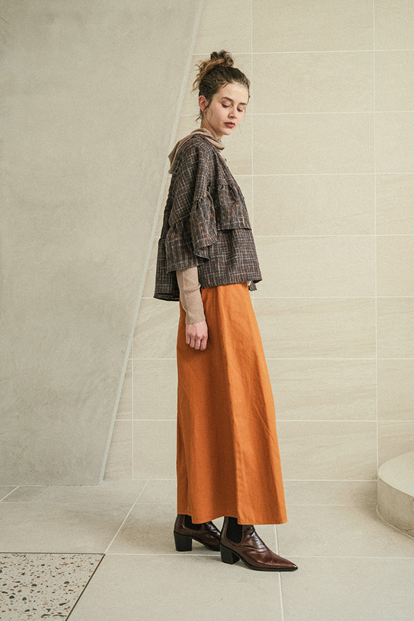 Voluminous Check Frill Blouse