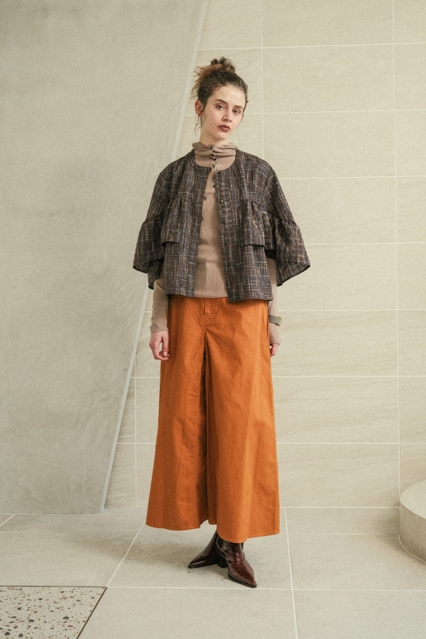 Voluminous Check Frill Blouse