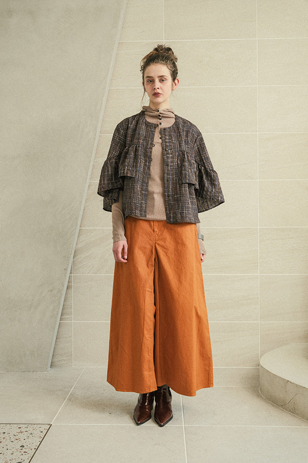 Voluminous Check Frill Blouse