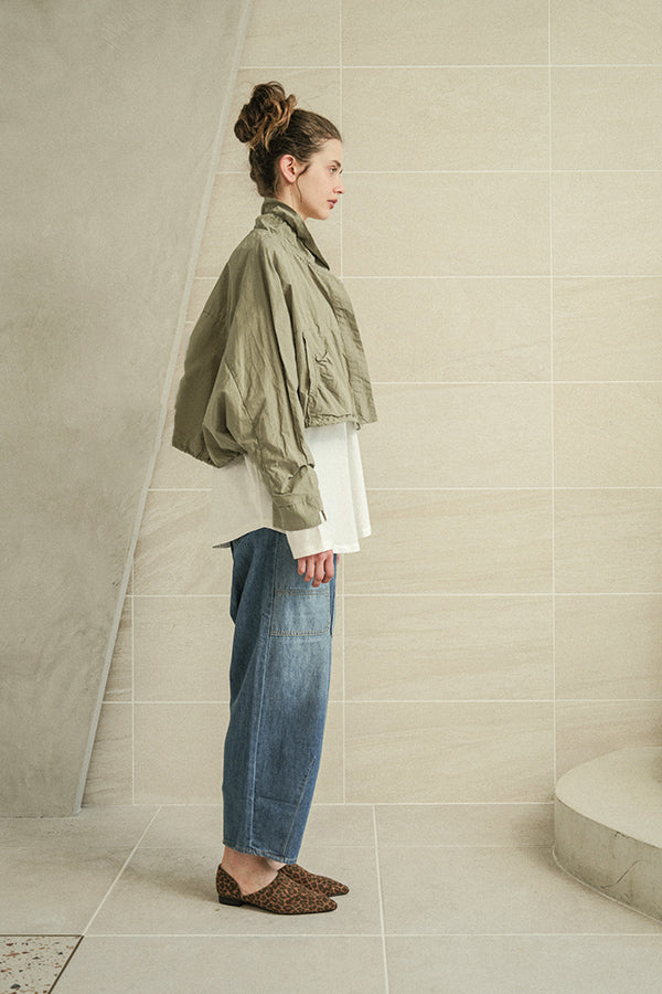 Shirred Collar Dolman Blouson