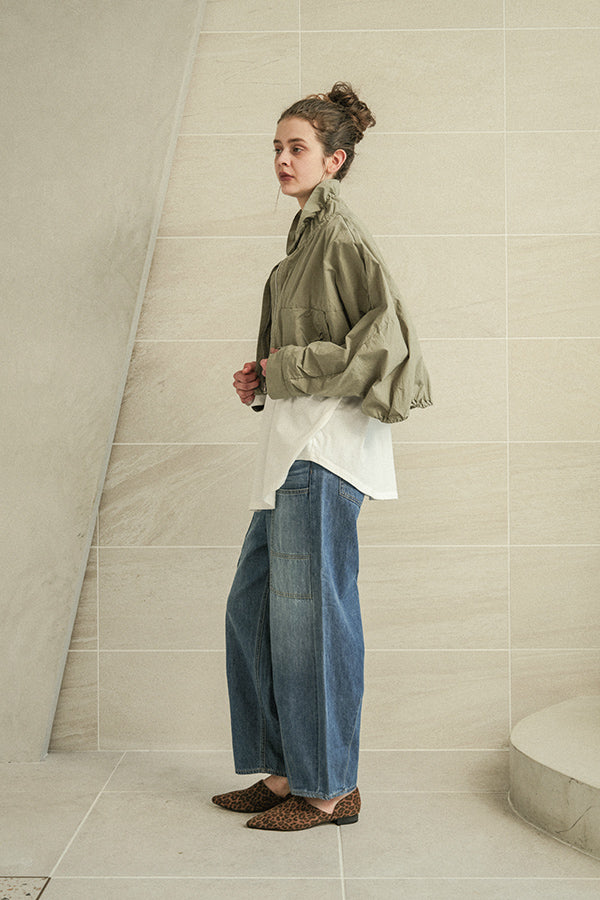 Shirred Collar Dolman Blouson