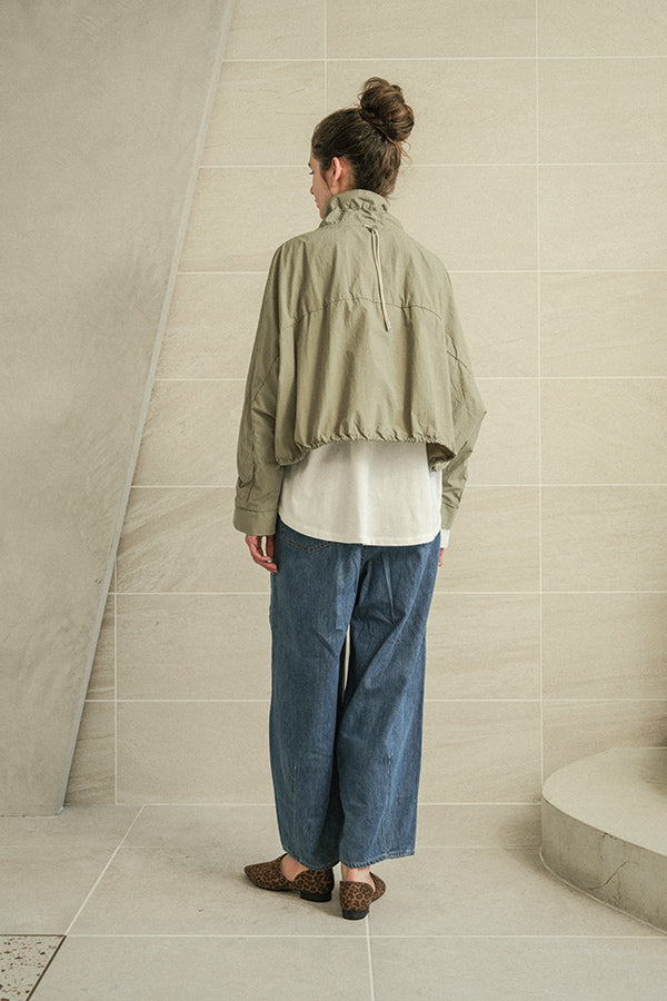 Shirred Collar Dolman Blouson