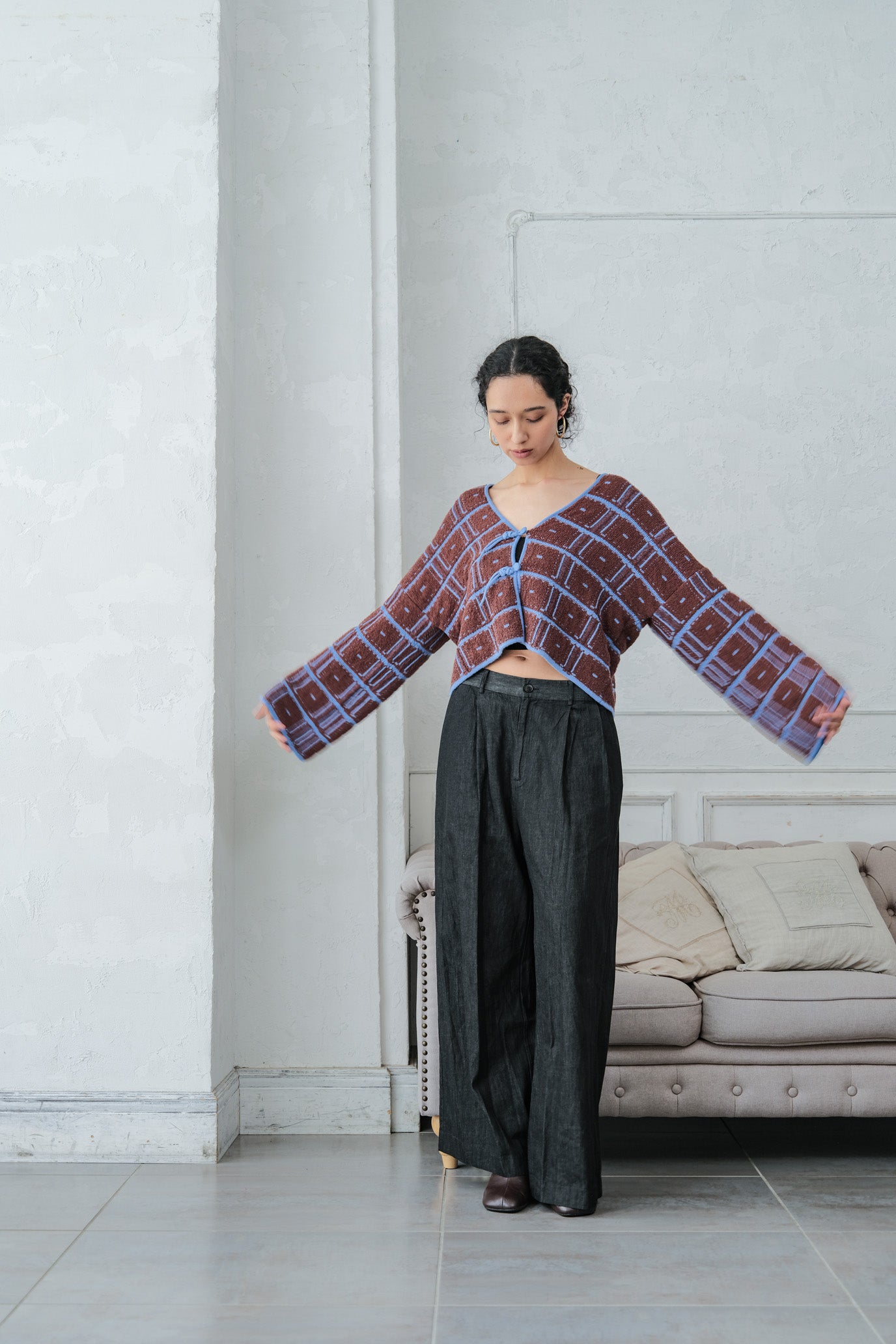 Reversible Geometric Drop Cardigan