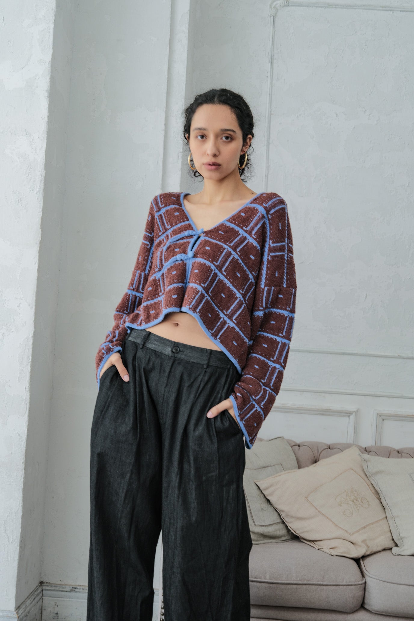 Reversible Geometric Drop Cardigan